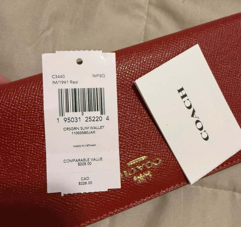 Coach C3440 Crossgrain Leather Slim Wallet 1941 Red New With Tags